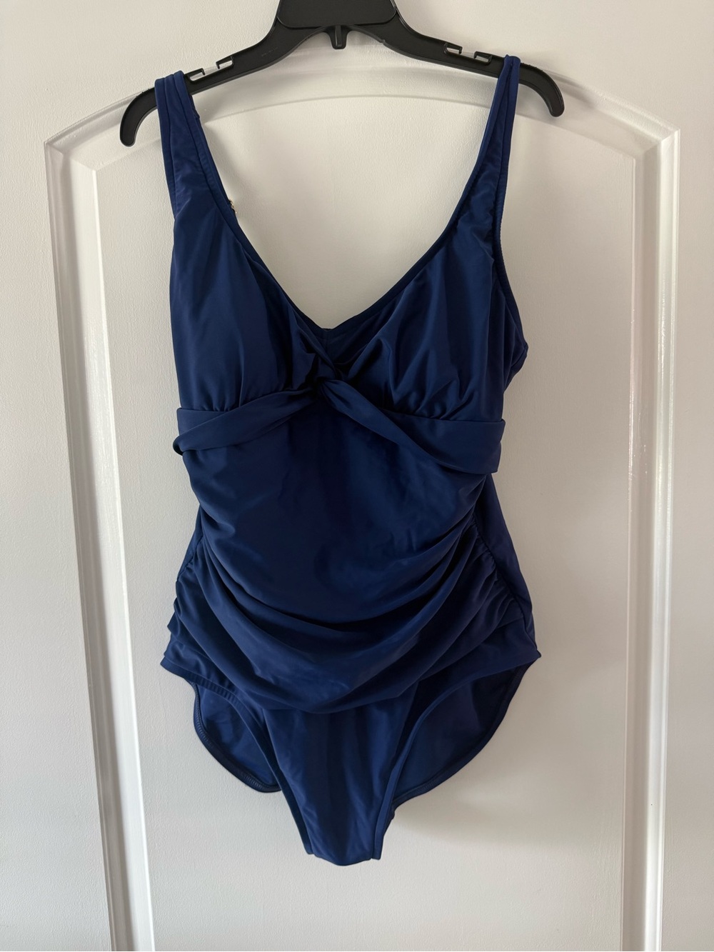 Navy Twist-Front One-Piece Swimsuit